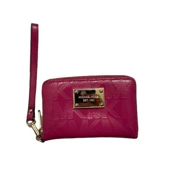 Michael kors pink mk patent leather wristlet wallet - Picture 1 of 11